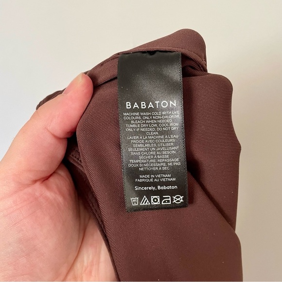 Aritzia Babaton Contour V-neck Romper Brown Size Extra Large - Picture 10 of 11